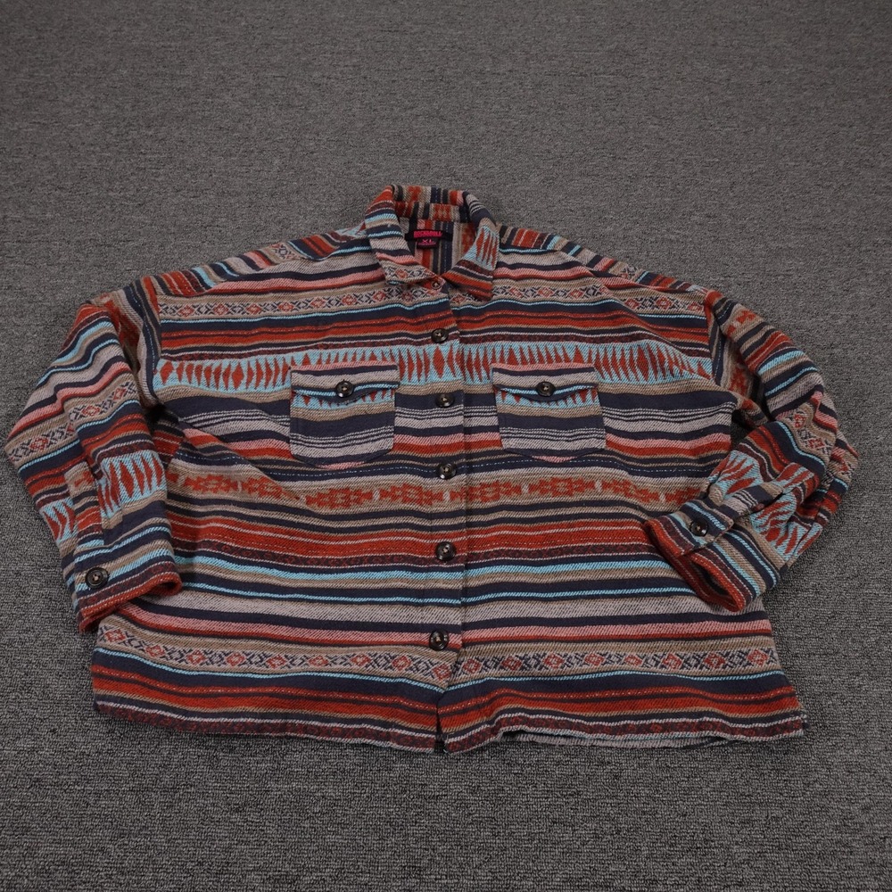 Striped Multicolor Button-Down Shirt Jacket - Women